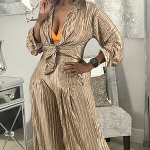 Three Pc Champagne Pant set